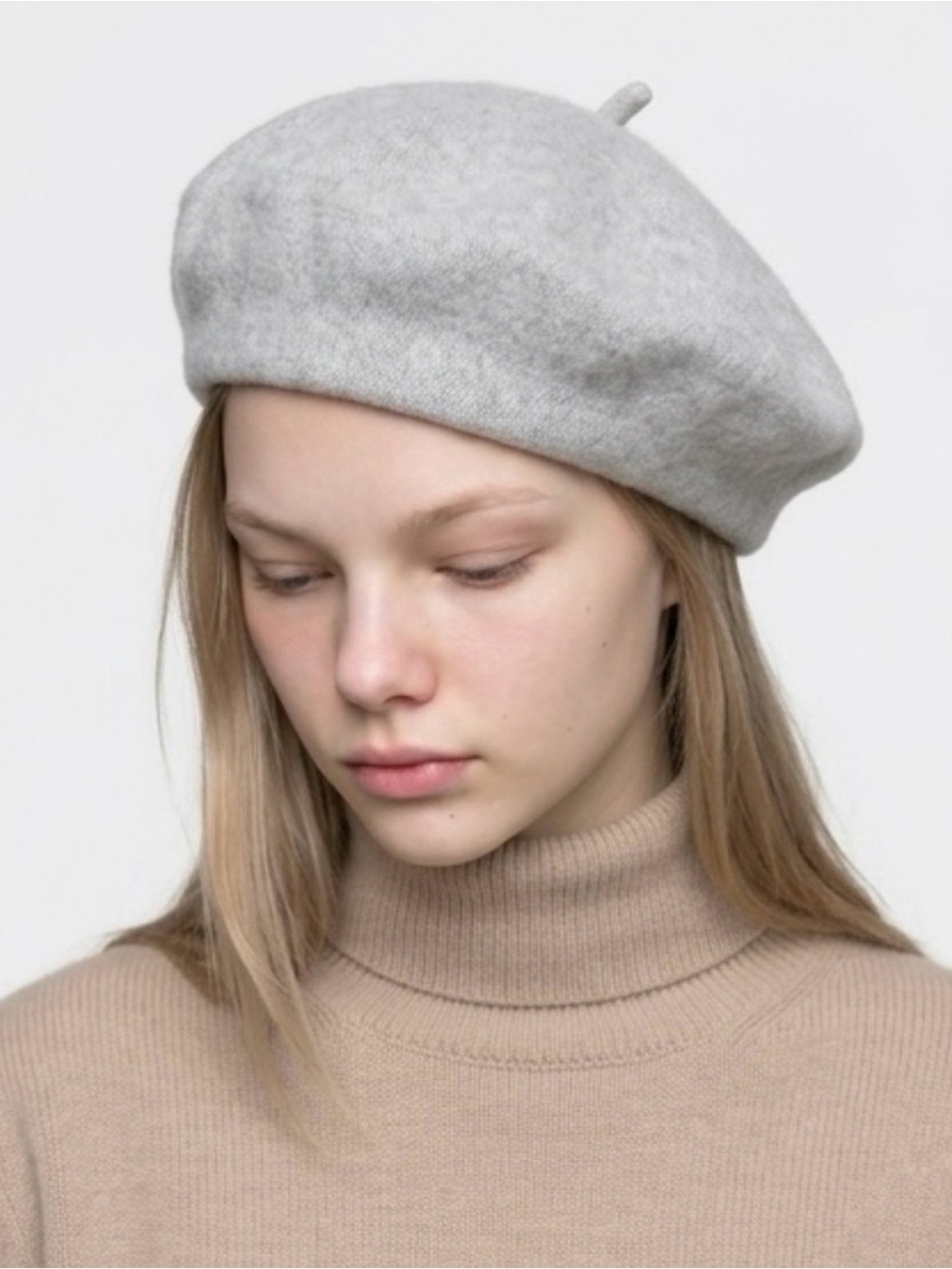 Classic Light Gray Wool Blend  Beret - Women's Hat